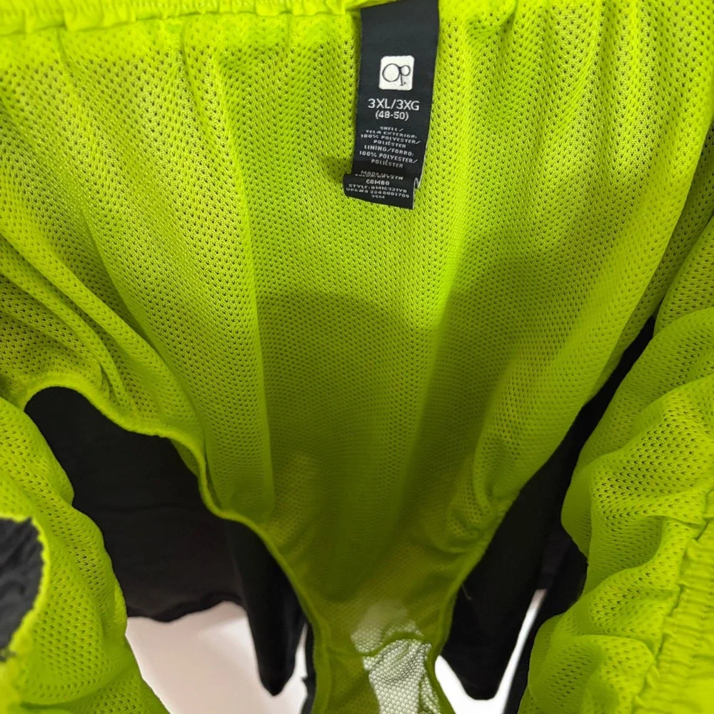 Ocean Pacific Mens Swim Trunks 3XL Dark Gray Neon Yellow Mesh Lined OM16321YB